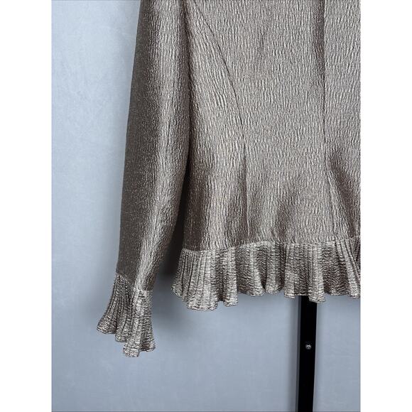 Vintage Victor Costa Jacket Women's 4 Gold Metallic Ruffle Trim 90s Maximalist - Picture 9 of 10